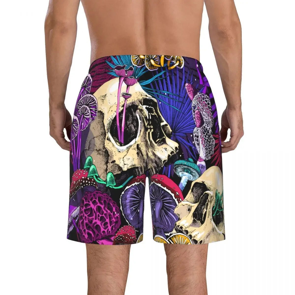 Bañador transpirable de secado rápido para hombre, pantalones cortos de playa con setas y Calaveras psicodélicas para correr, entrenar y surfear, Verano