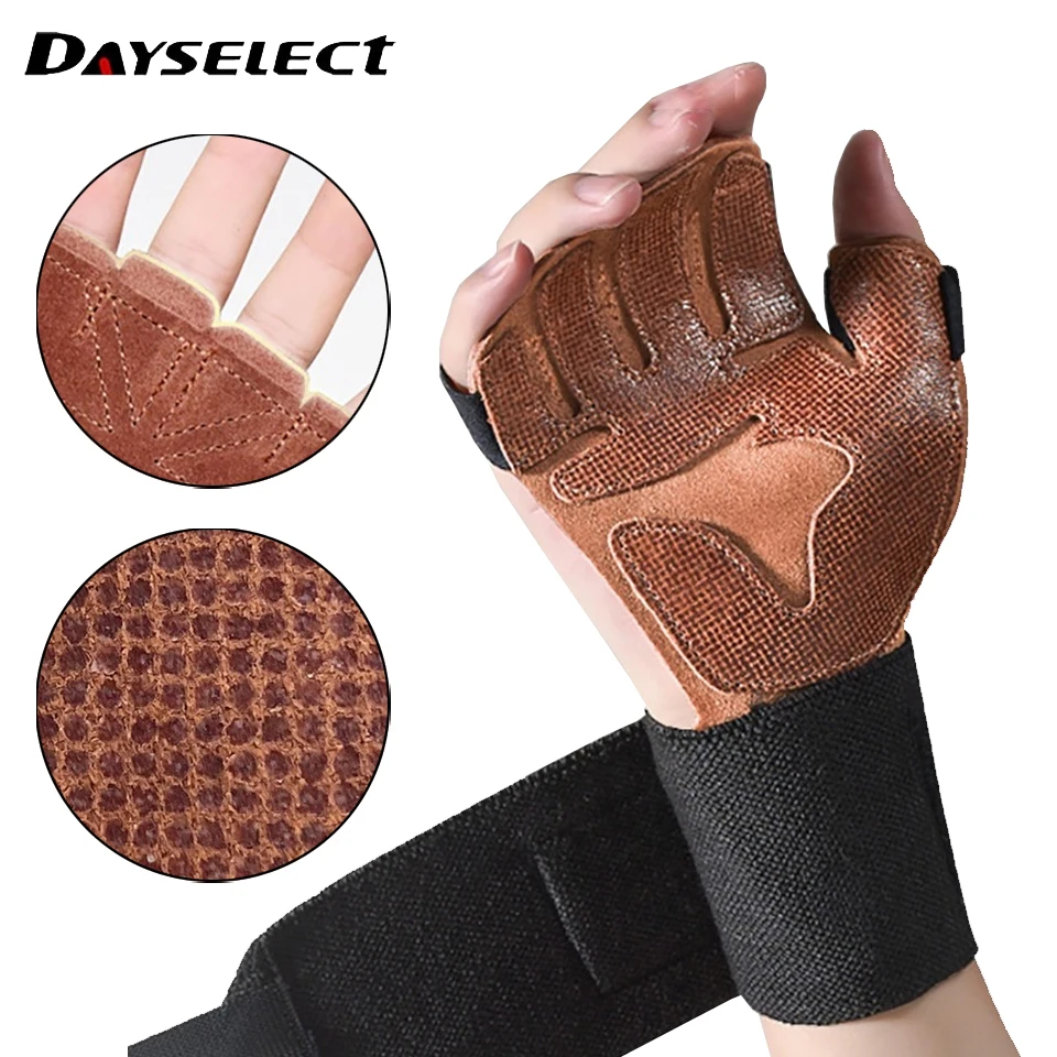 Cowhide Ventilated Weight Lifting Gloves Men Women Gym Workout Gloves for Fitness Weightlifting Pull Ups Palm Protection Support