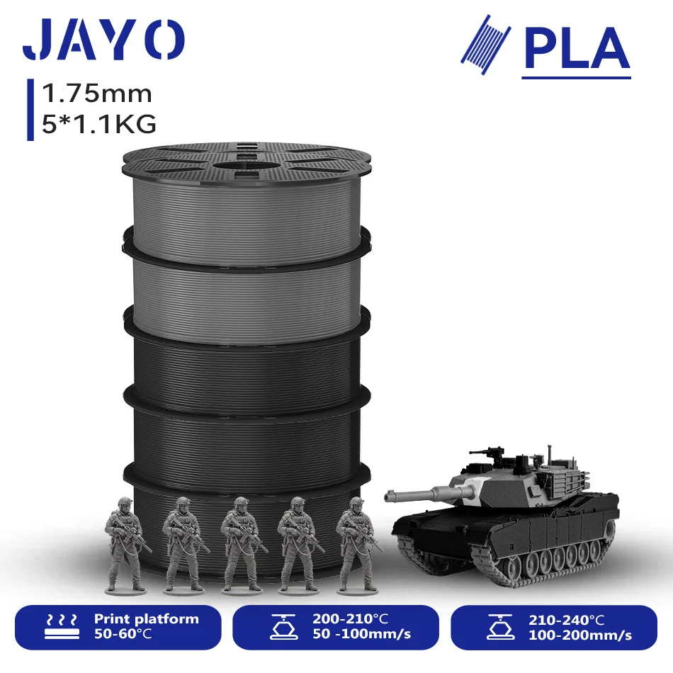 JAYO 3D PETG/PLA/PLA PLUS Printer Filament 1.75mm 5.5KG 100% No Bubble Non-Toxic 3D Printing Materials for 3D Printer&3D Pen image 3