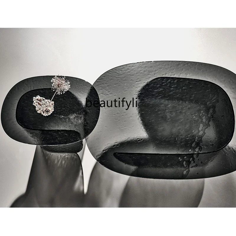 

1 Art wabi-sabi wind medieval size special-shaped personality creative glass craft color coffee table