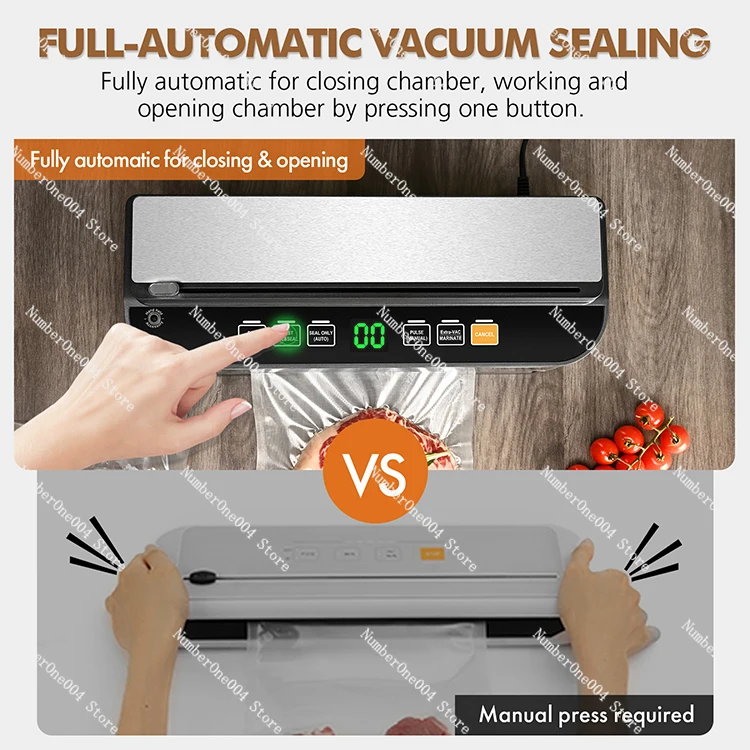 ماكينة تفريغ الهواء الأوتوماتيكية مع قابس الاتحاد الأوروبي 220-240 فولت، صينية تنقيط قابلة للإزالة، سهلة التنظيف، مناسبة للأغذية الجافة/الرطبة #6