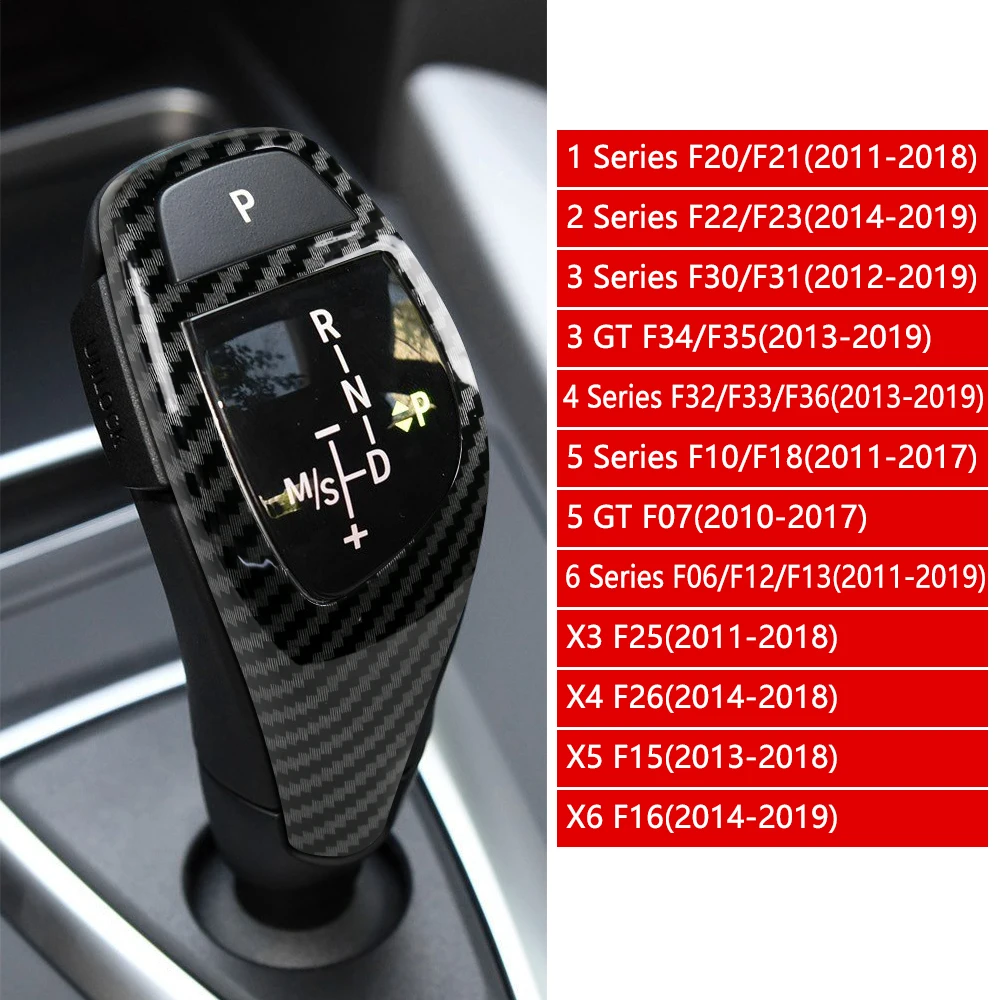 

Gear Shift Knob Cover For BMW F20 F21 F22 F23 F30 F31 F34 F35 F32 F33 F10 F18 F07 F15 F16 F25 F26 F06 F12 F13 BLACK Carbon Fiber