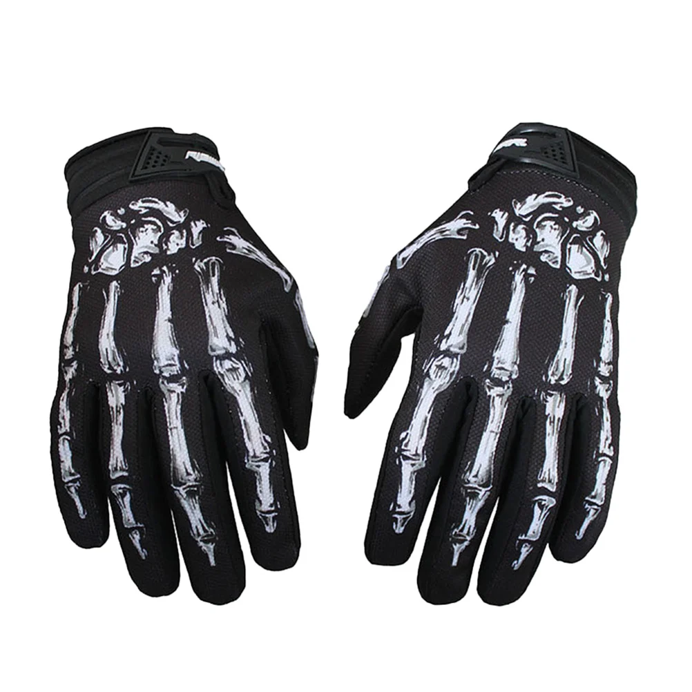 Gants Effrayants pour Adultes, Tête de Mort, Doigt, Patte, Unisexe, Cyclisme, Halloween, Complet, Noir, pour Homme et Femme