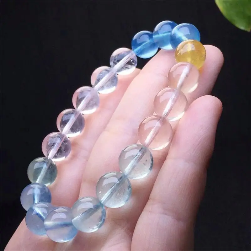 12MM Natural Morganite Bracelet Women Beautiful Colorful Crystal Energy Healing Fashion Jewelry 1PCS