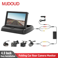 MJDOUD Foldable 4.3 Inch Car Monitor with Rear View Camera TFT LCD HD Screen Easy Installtion Backup Camera for Car Parking