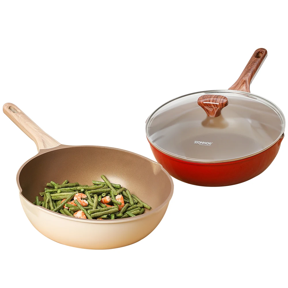 

Керамическая кастрюля DONNOR с антипригарным покрытием и крышкой, 12-дюймовая плита с ручкой с защитой от ожогов, емкость 5QT для природной/индукционной плиты