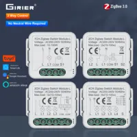 Módulo de interruptor inteligente GIRIER Tuya ZigBee 3,0, No requiere cable neutro, interruptor de luz DIY para hogar inteligente, funciona con Alexa y Google Home