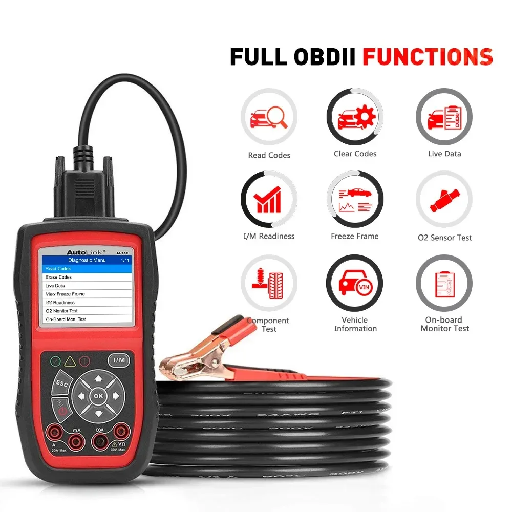 

Уникальный автомобильный сканер Autel AutoLink AL539B OBD2, автомобильный электрический тестер, считыватель кодов ODB2, диагностический инструмент OBD 2, для проверки аккумулятора P