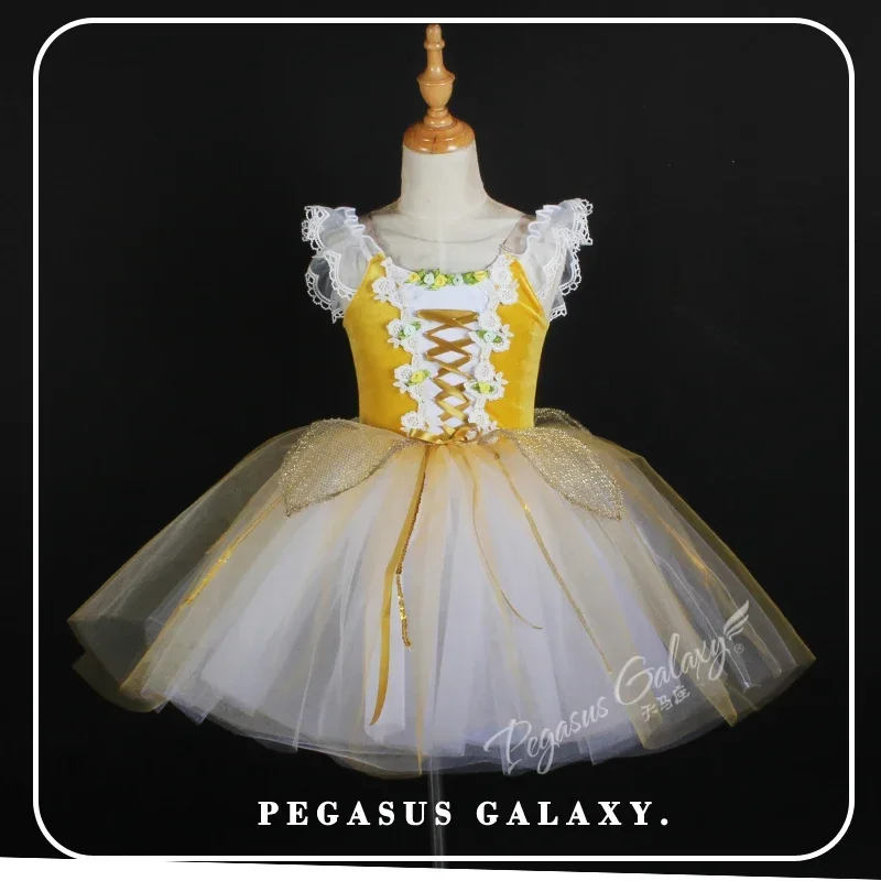 

Child Adult Ballet Tutu Girls Ballet Dance Costume Stage Performance Clothes Women Dance Dress Kid Yellow Short Sleeve Jumpsuit