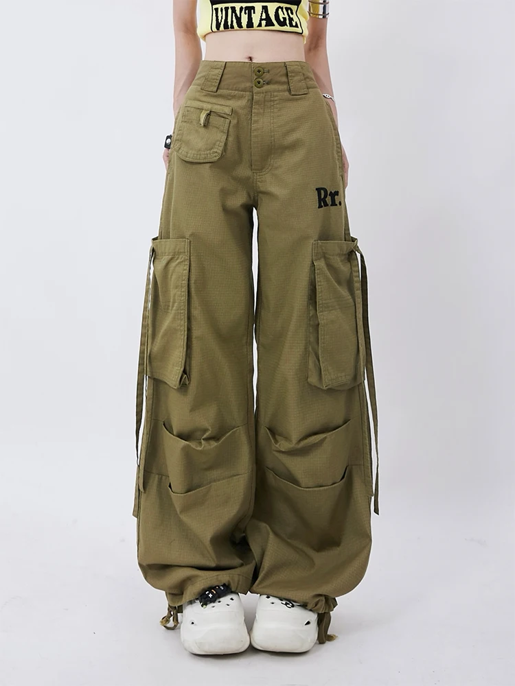 Women American Vintage 2000s Grunge Harajuku Cargo Pants Baggy Pantalones Trousers Y2k Japanese Goth Punk E-girl Loose Casual