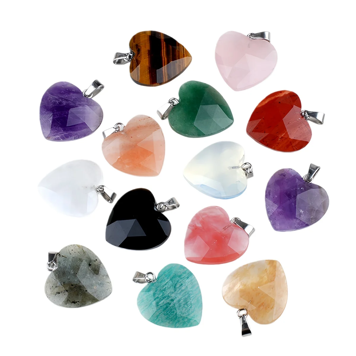 حجر السج الأسود 20 مللي متر الأوجه الحب القلب الأحجار الكريمة قلادة النساء الرجال اليدوية مشتهى كريستال قلادة جالبة للحظ مجوهرات #5