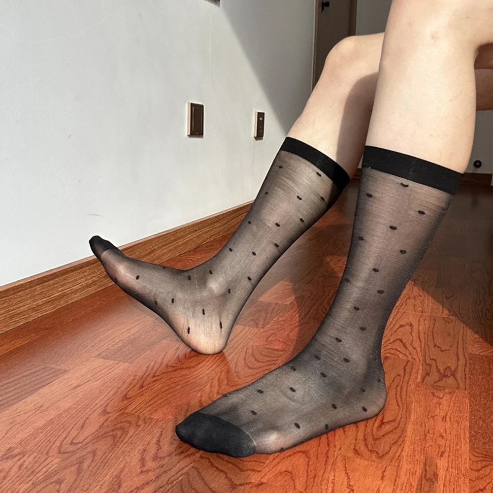 

Деловые деловые носки 36-42 см, мужские носки-трубочки, 80, полиамид, средний размер, дышащие прозрачные носки, праздничная одежда