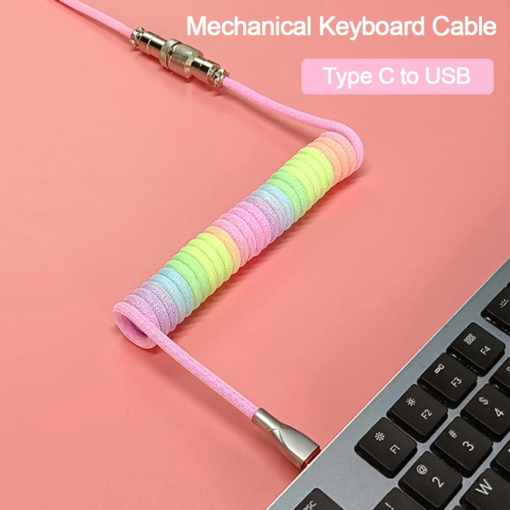 

3M Custom Type C USB Detachable gaming machine keyboard Spiral Coiling cable Wire Aviator Desktop Computer Aviation Connector