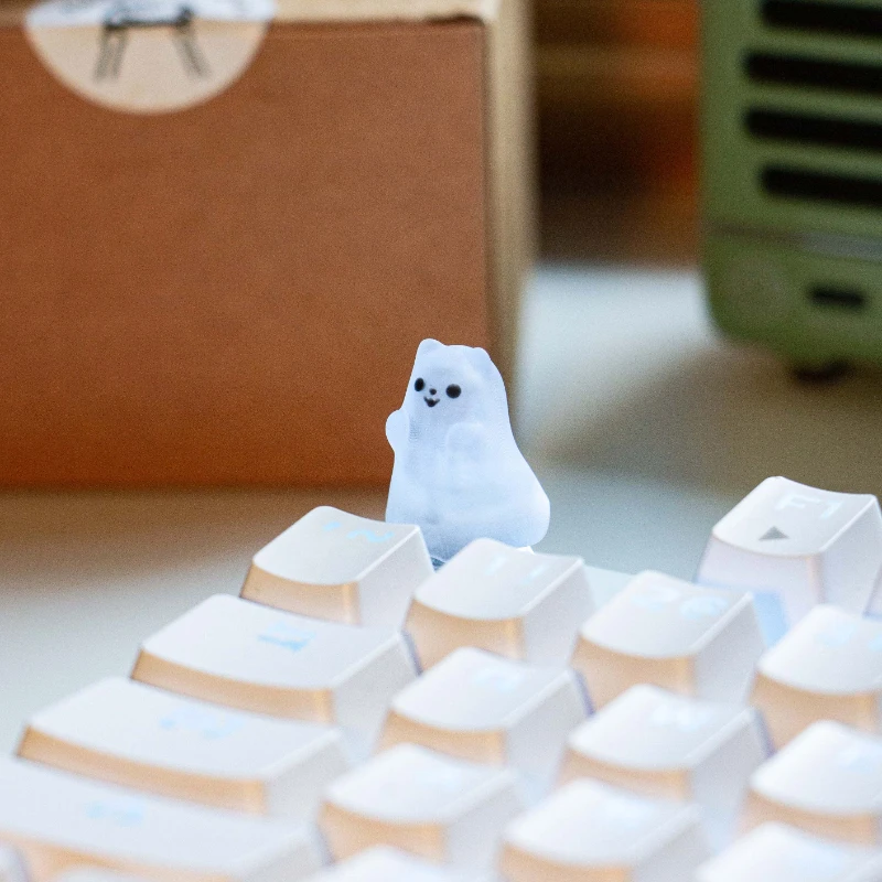 Lucu hantu kecil Keycap dipersonalisasi disesuaikan transparan mekanik Keyboard Keycap aksesoris Resin lintas sumbu Keycap hadiah