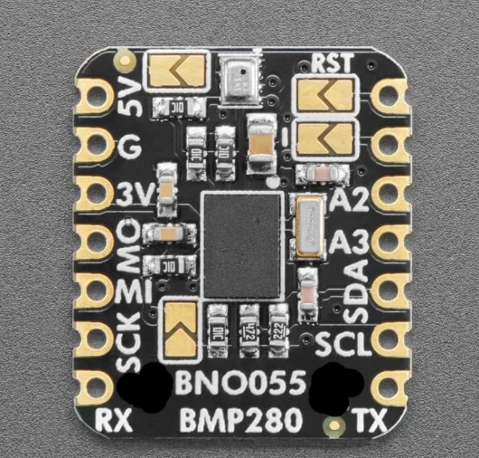 Adafruit BNO055 + BMP280 BFF Add-On for QT Py – 9-DOF IMU + Baro/Temp Sensor, I2C/UART, Arduino/RPi/CircuitPython Compatible