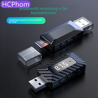 HCPhom Car Bluetooth 5.4 FM Transmitter Receiver USB Wireless Adapter Auto Audio LED Display Handsfree Calling Music for Car