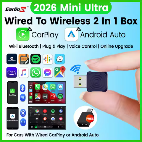CarlinKit 5.0 Mini Ultra Wireless Adapter Wireless CarPlay Android Auto For OEM Car Plug and Play WiFi Bluetooth Auto Connection product image
