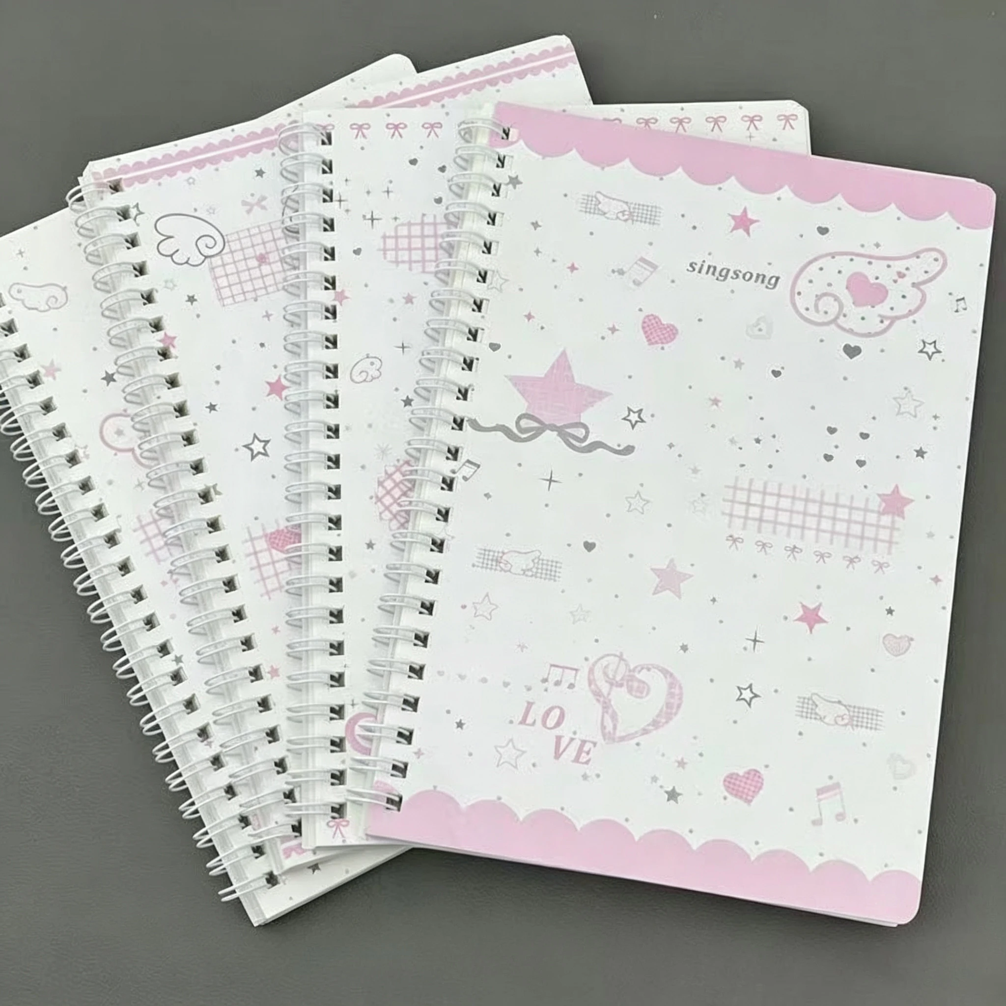 Korean A5 Pink Angel Wings Coil Notebook Ins Style High-looking Girl Heart Horizontal Line Notebook Student File Diary Cute Gift