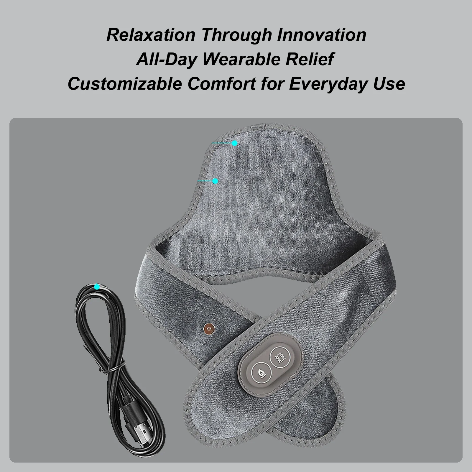 

Тепловая повязка на шею, регулируемый эргономичный массажер, тепловая повязка на шею, массажная грелка для боли в мышцах, жесткость, релаксация, мужчины, женщины