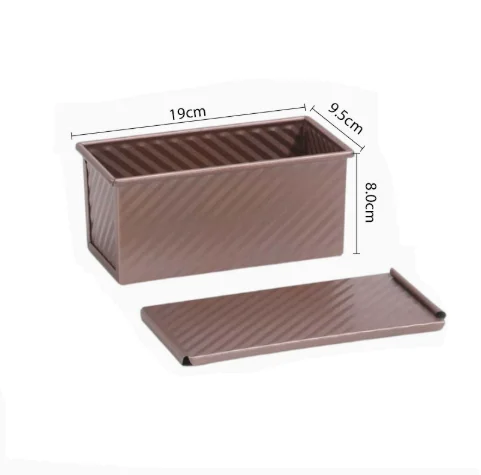 HTMCK Pullman Loaf Pan with Cover, Non-Stick Carbon Steel Corrugated Toast Mold, Home Baking Bread Toast Box