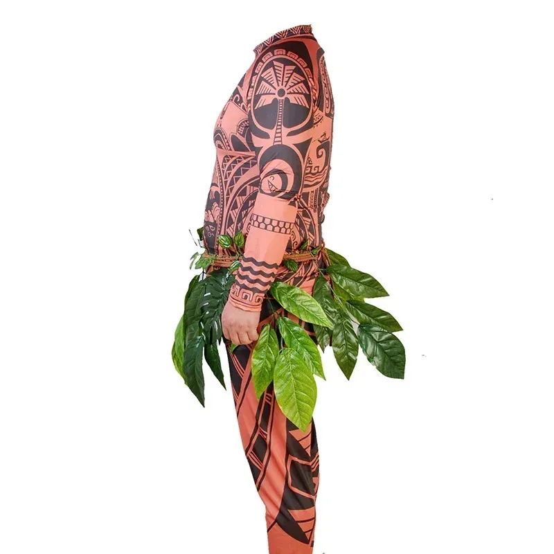 Moana Maui Tattoo Cosplay Costume Maui Tattoo Top Pants Tights Sets Halloween Clothes Adult Kids Costume Funny Outfits