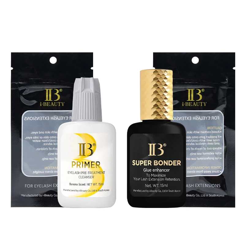 2 Bottles IB Super Bonder Banana Primer Fake Eyelash Extension Long Lasting Korea Booster Strong Adhesive Supplies Makeup Tools