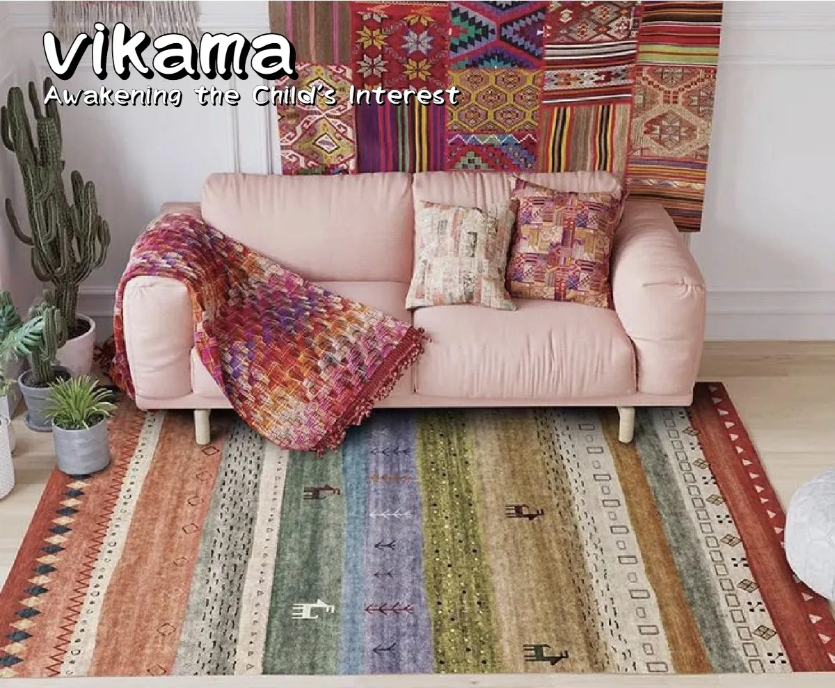 VIKAMA Indian Carpet for Living Room, Nordic Simple Bedside and Coffee Table Carpet for Bedroom