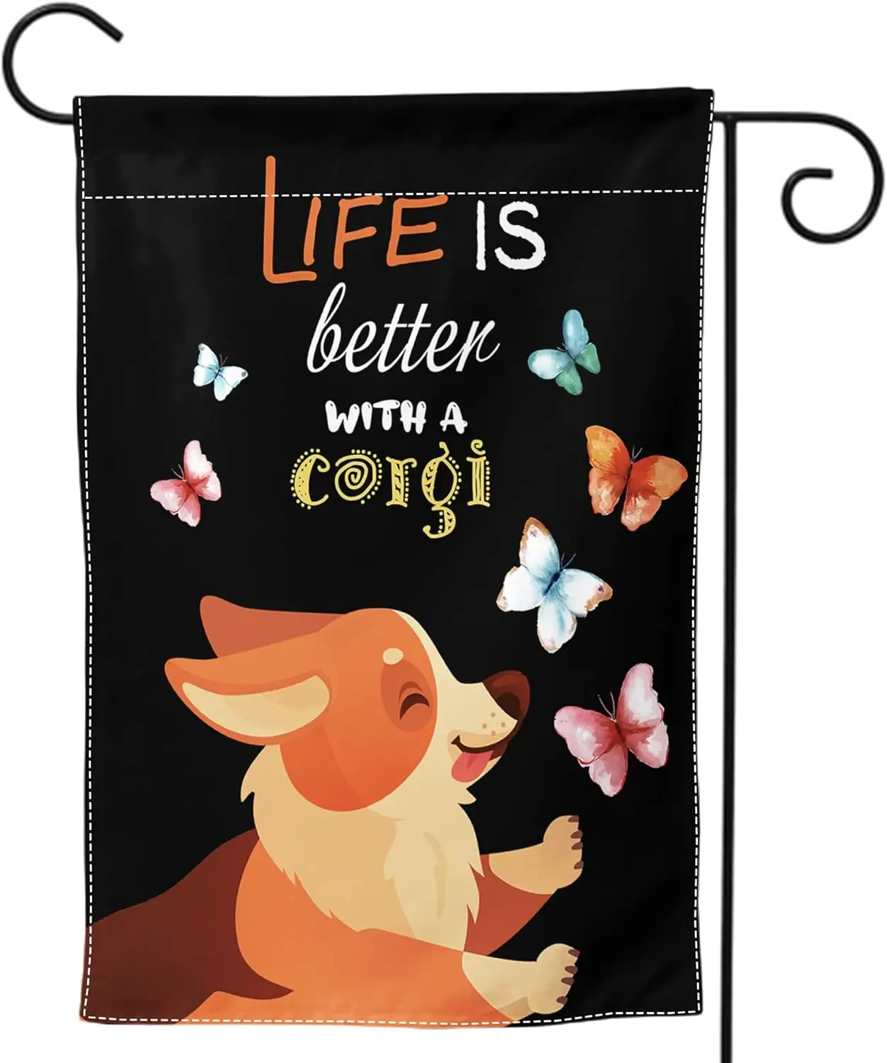 Dog Garden Flag Corgi Yard Flag Butterfly Garden Flags Garden Flag Dogs Welcome Corgi Yard Sign Yard Flag Welcome Dog Garden zzo