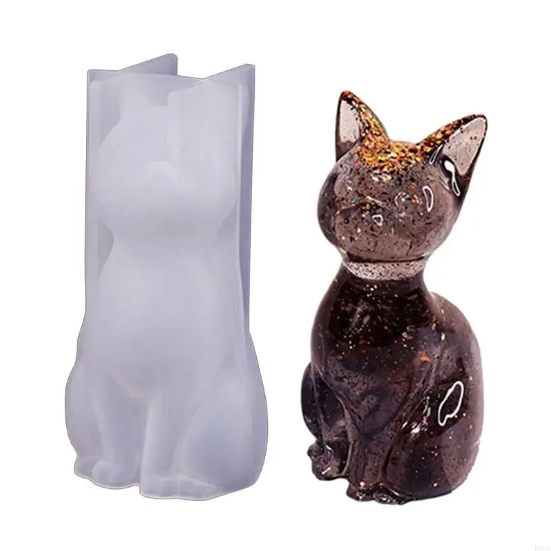 R66A القطط تمثال سيليكون شمعة قوالب الايبوكسي الراتنج قوالب ل شمعة الصابون صنع قالب الشوكولاته فندان لخبز الكعكة #2