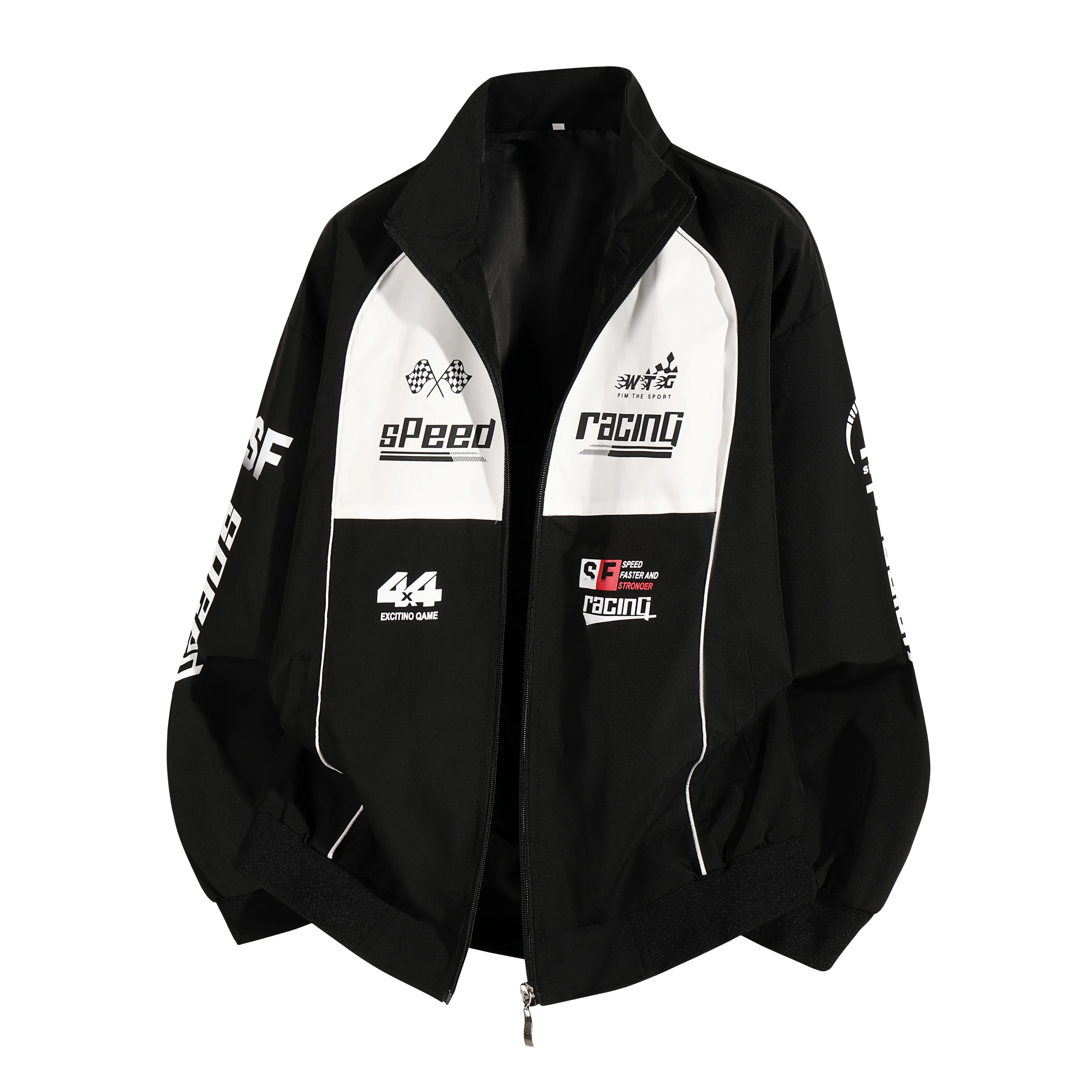 Men Racing Jacket Black White - огляд і ціна Windbreaker Men Zip
