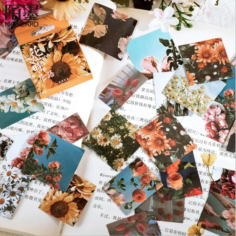 46pcs/pack Flower Time Floral Language Boxed Stickers Creative Plant Theme Photo Album Decoration Scrapbook Diary DIY Collage
