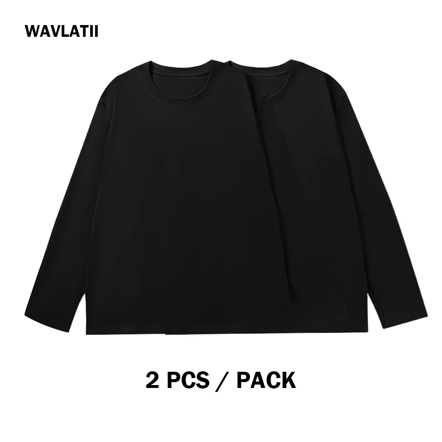 Picture 4: WAVLATII New Women Basic Long Sleeve T shirts Male White Black Casual Elasticity Sporty Tees Unisex Solid Spring Autumn Tops
