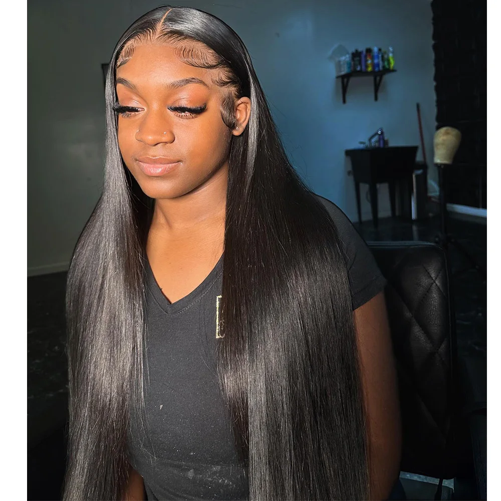 Linhua Brazilian Navy Blue Straight 13X4 Transparent Lace Wigs Remy 13X6 Lace Frontal Wig 10-30 Inch Preplucked With Baby Hair