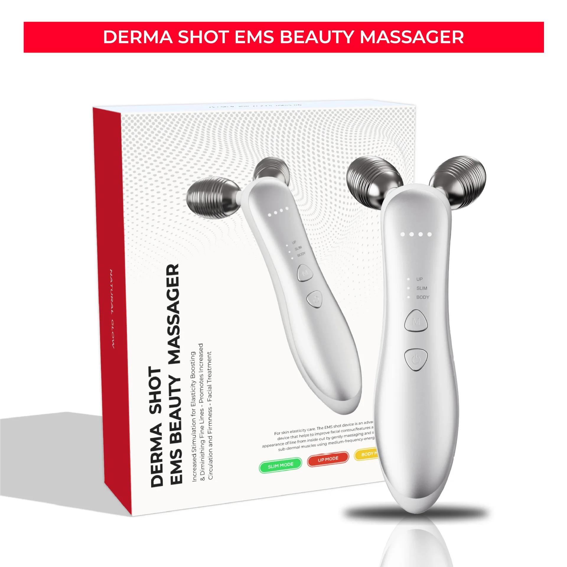 Nuevo masajeador facial con rodillo de microcorriente, masajeador de belleza de 2 ruedas para moldear y reafirmar el rostro en forma de V