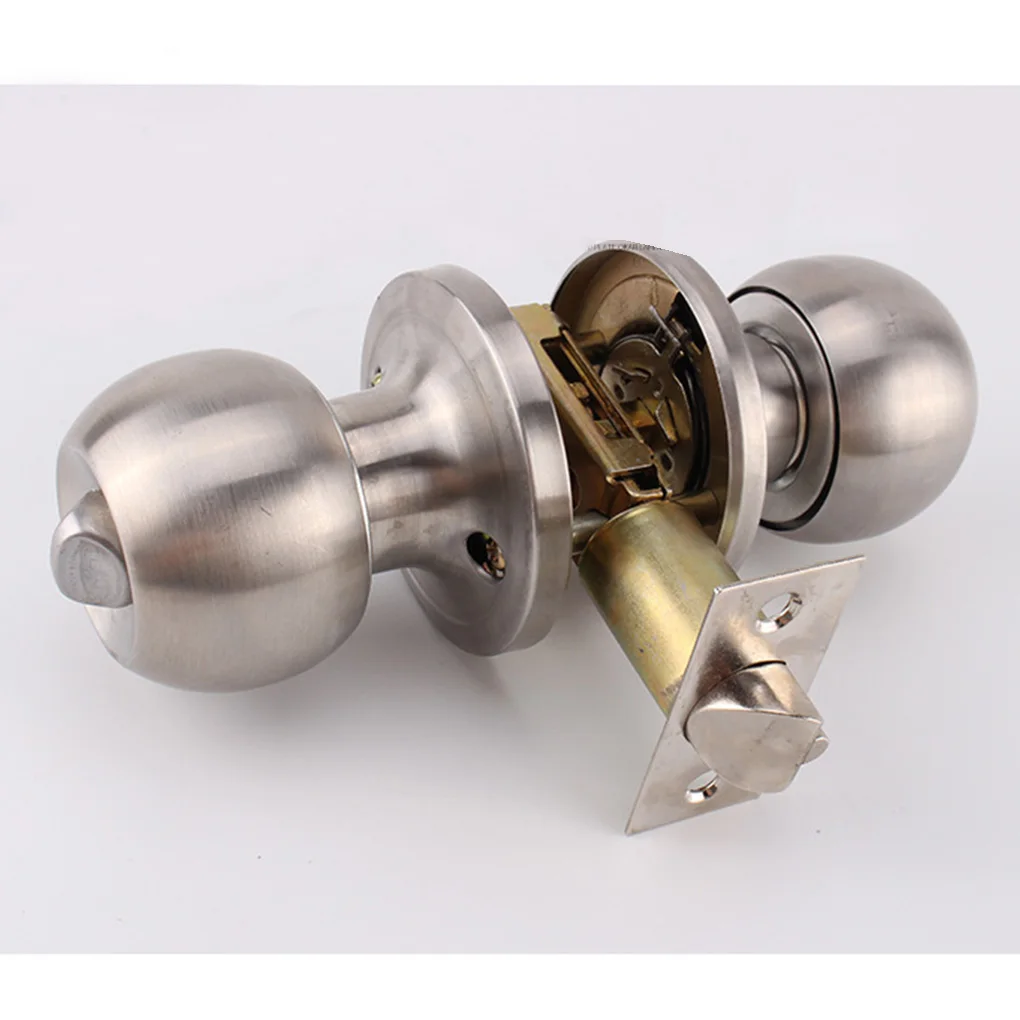 Round Door Knobs Knobset Metal Handle Knob Home Hotel Let Entrance Passage Padlock Lock with Key Living Room Bathroom