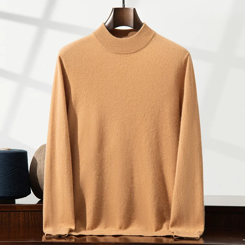 Cashmere Sweater Men's Cashmere Half Turtleneck Round Neck Pullover Sweater Autumn Winter Men Clothes