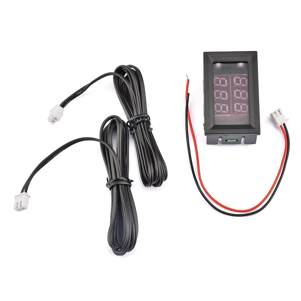 DC 4-28V LED Display Digital Temperature Sensor Thermometer Red Blue Dual Digital Temperature Tester With NTC Dual Probe Cable