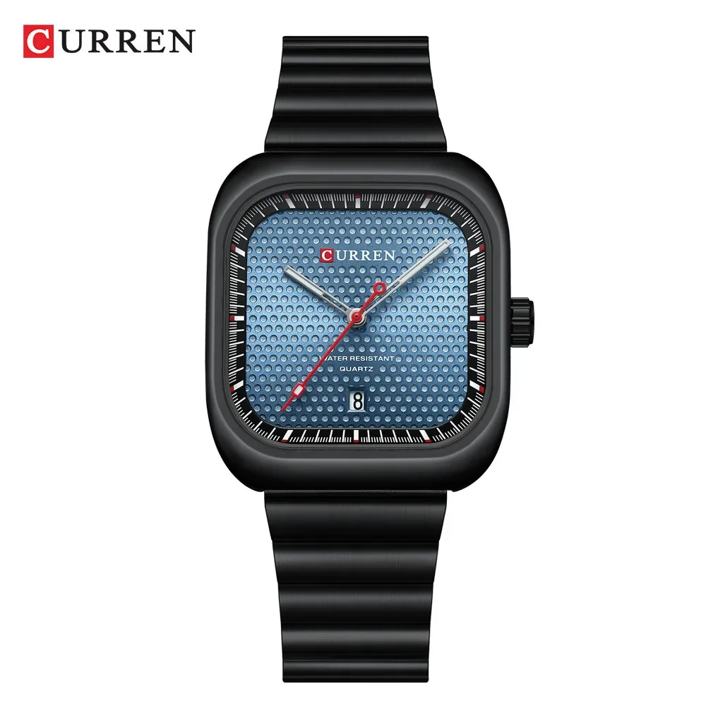 Cuurren 8460 Men\'s Watch Square Fashion Steel Band Men\'s Watch Leisure Quartz Watch