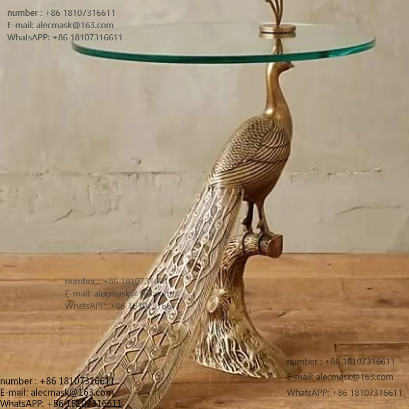 

Unique European coffee table luxury metal small round simple sofa side table living room