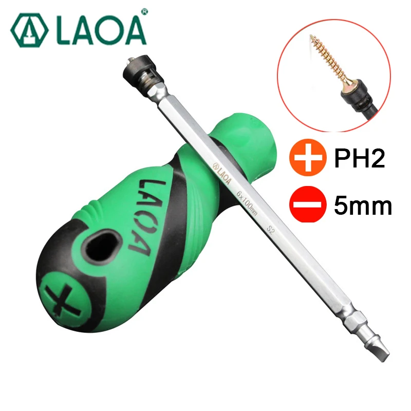 LAOA Magnetic Screwdriver S2 Alloy Steel  Philips PH2 Screwdriver with Magnetism Ring Screw Driver Hand Tools