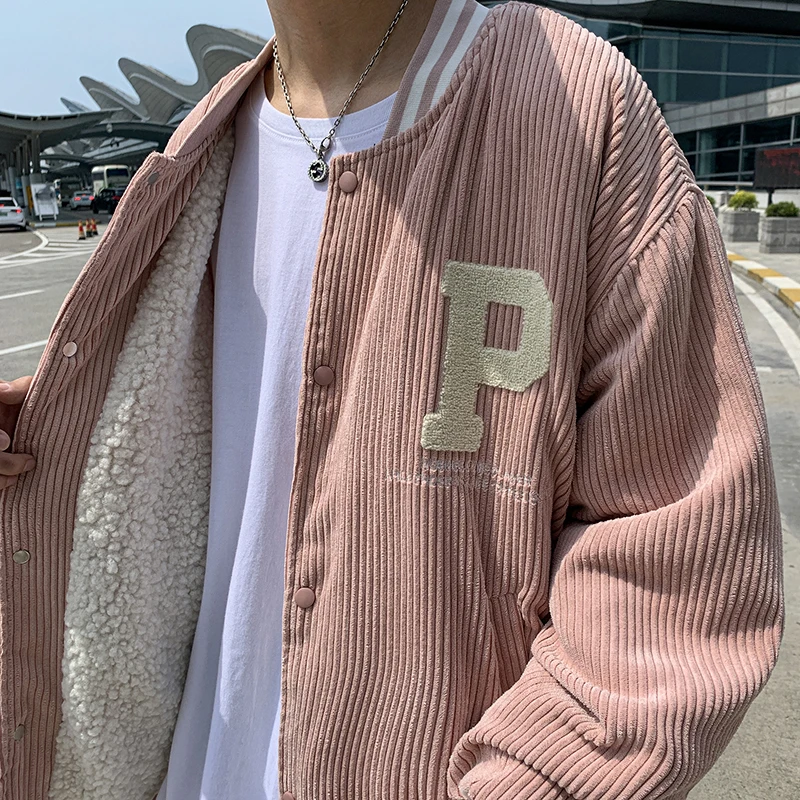 

Мужская зимняя утепленная куртка из овечьей шерсти, свободного кроя, молодежная модная хлопковая одежда