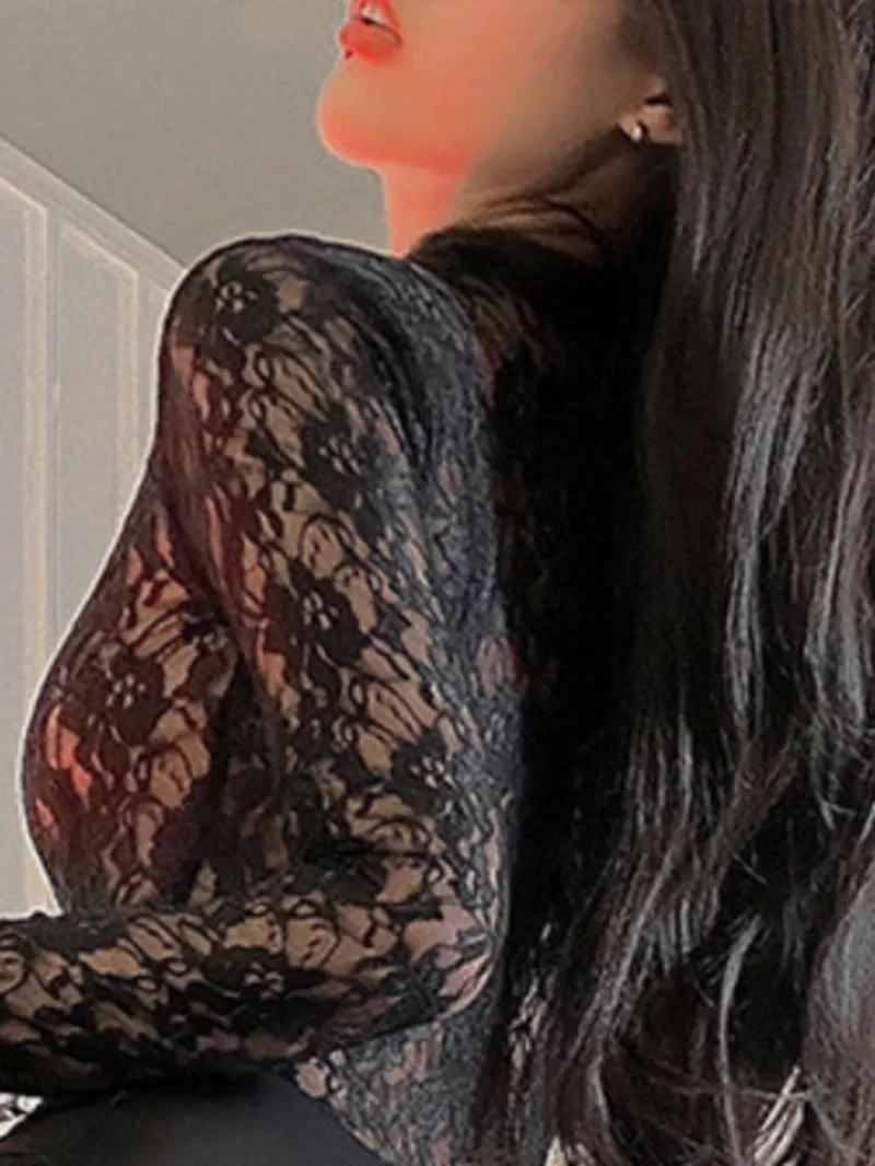 Sexy Lace Zipper Open Crotch Bodysuit Body Suits Transparent Temptation Solid Women Slim Fit V-neck Black Sexy Summer New 64YE