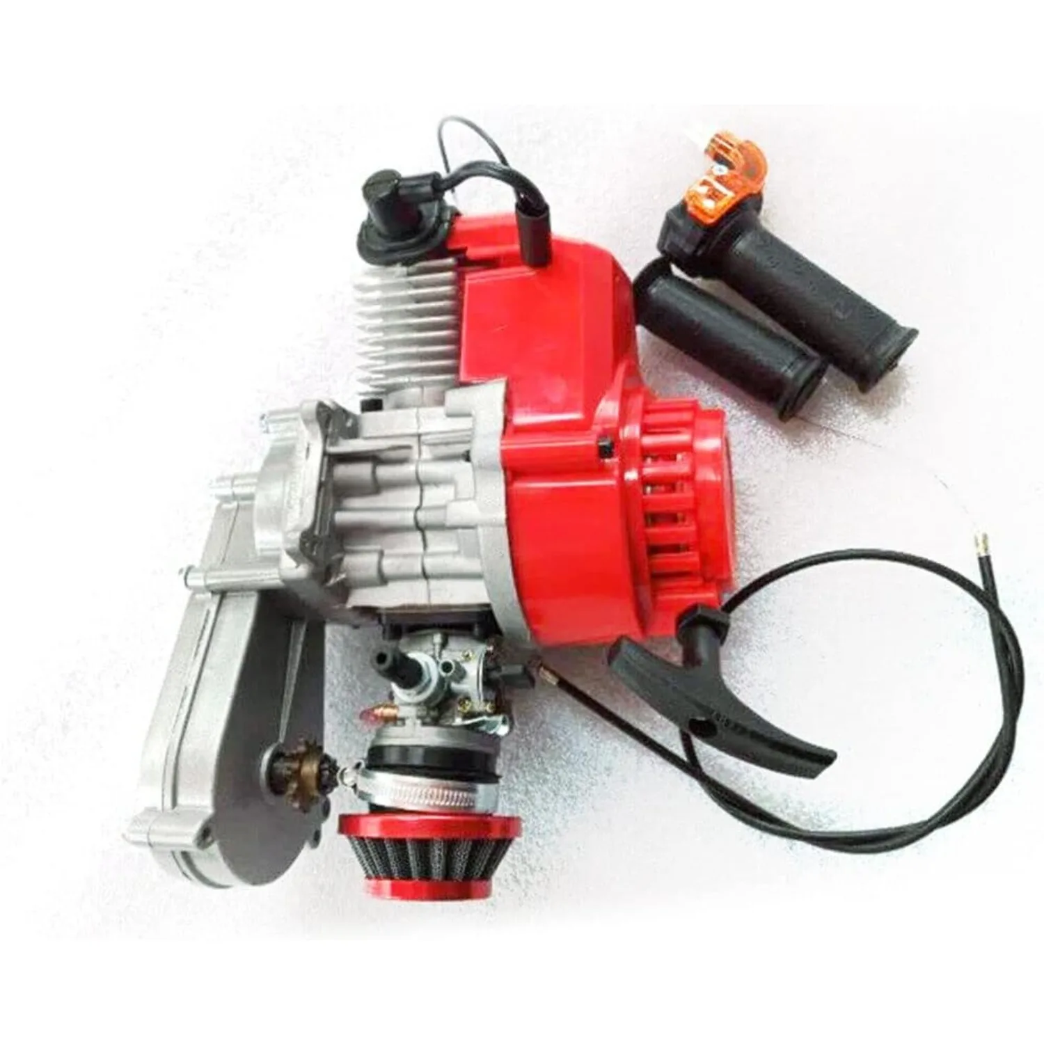 

49CC 2 Stroke Complete Single Cylinder Engine Motor Air Cooled For Pocket Bike Scooter ATV With Handle + Cable