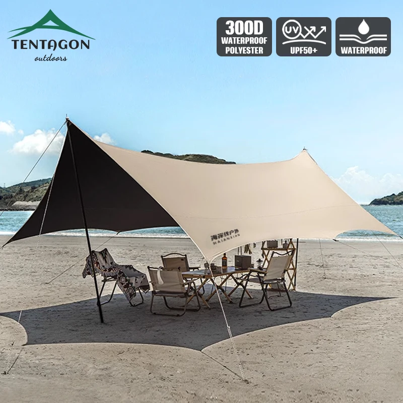 

Portable Black Coating Tarp Camping Ourdoor Vinyl Flysheet UV50 Waterproof Tarpaulin Black Coated Canopy Camp UV Sun Shelter