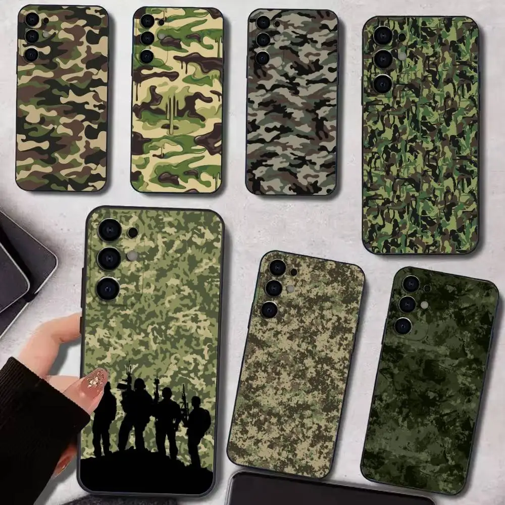 Camouflage Camo Phone Case For Samsung S25,S24,S21,S22,S23,S30,Ultra,S20,Plus,Fe,Lite,Soft Black Cover