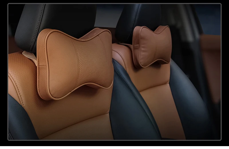 2PCS Top Qualität Rindsleder Auto Hals Kissen Kopfstütze Hals Kissen Unterstützung Auto Universal Sitz Weiche Atmungsaktive Innen Dekoration – Detail 13