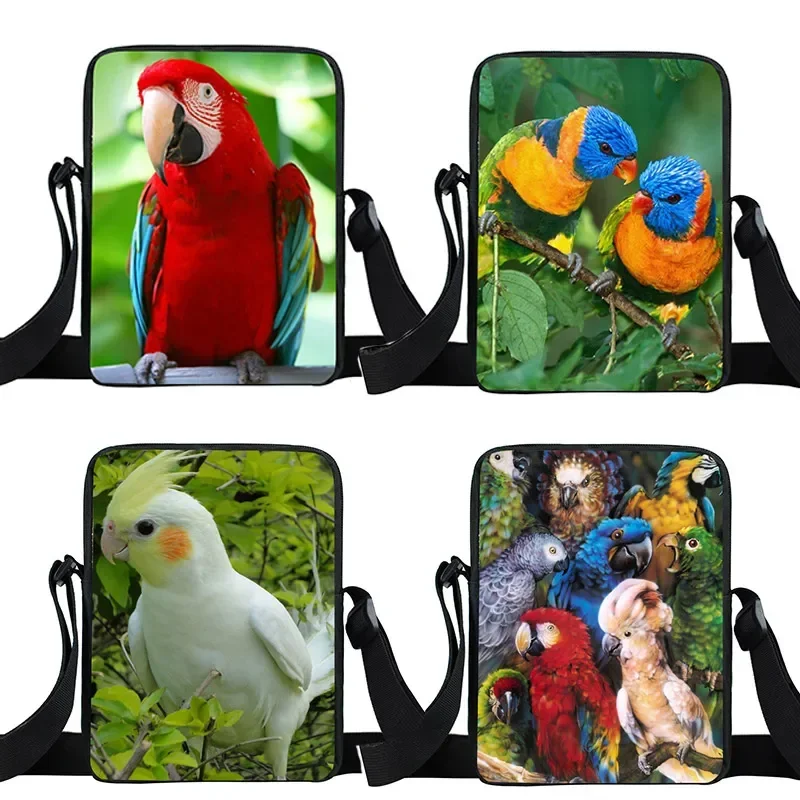 Animal Bird Parrot Owl Crossbody Bag for Travel Girl Satchel Ladies Shoulder Bag Leisure Messenger Bags Women Handbag Bookbag