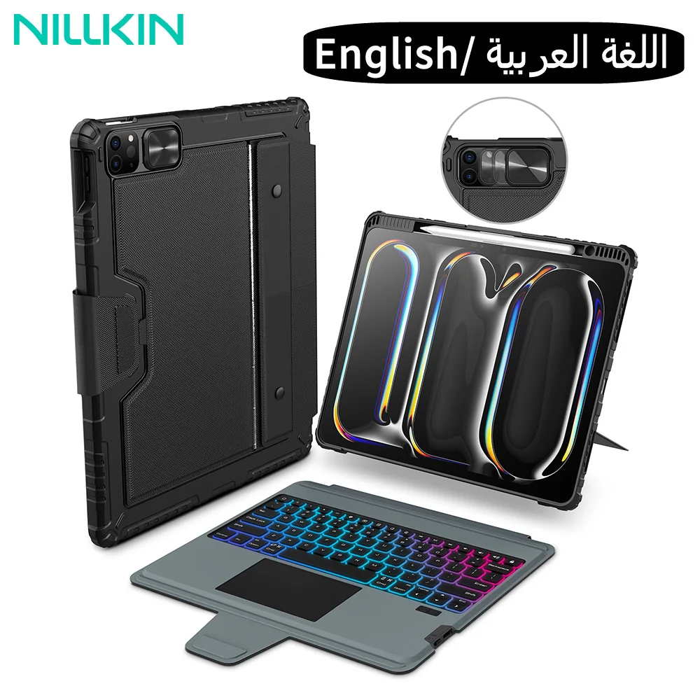 For iPad Pro 13 11 2024 Nillkin Magic Keyboard Case For iPad 10th Backlight Keyboard Cover For iPad Air 13 With Lens Protection