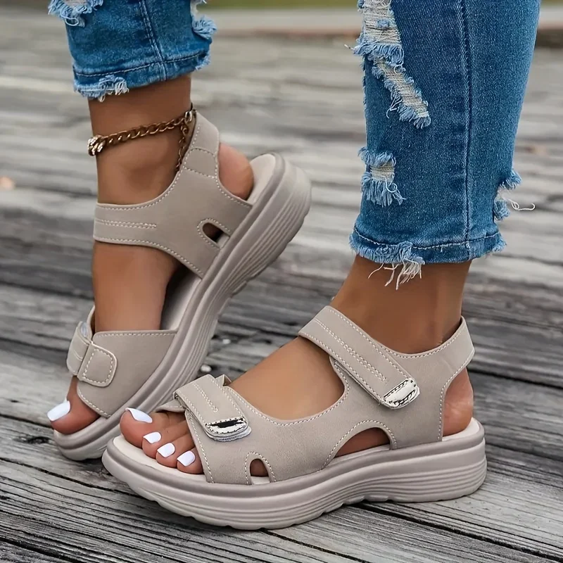 

Summer Wedge Sandals for Women 2025 New Fashion Non Slip Beach Shoes Woman Lightweight Casual Platform Plus Size Sandals Women