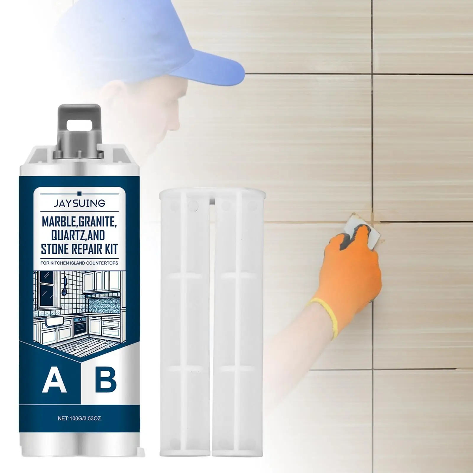 Agente Riparatore per Piastrelle 5x, Colla AB, Pasta Riparatrice per Pavimenti in Marmo e Ceramica per Bagno